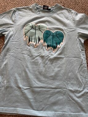 Kids Light Blue Graphic Basketball Heart Tee